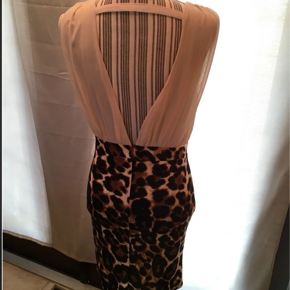 Monaco Leopard print cream & brown mini sleeveless dress size Lg - Picture 10 of 13